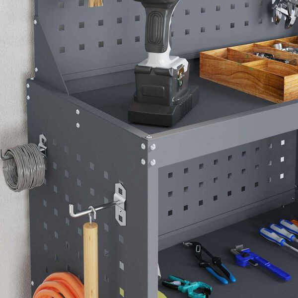 vidaXL Verkt&oslash;ytrolley Antrasitt 65 x 35 x 111 cm Kaldvalsest&aring;l