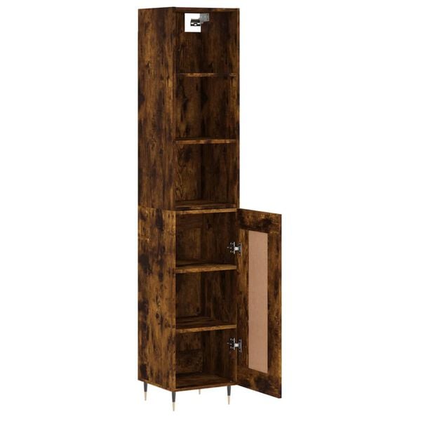 vidaXL Highboard røkt eik 34,5x34x180 cm konstruert tre