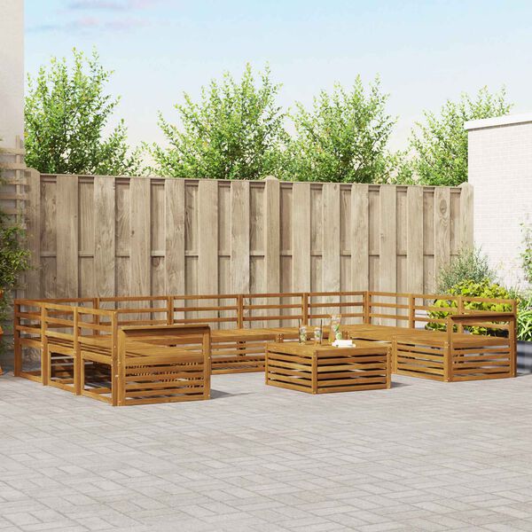 vidaXL Sofasett 10 pcs Naturlig Solid akasietre