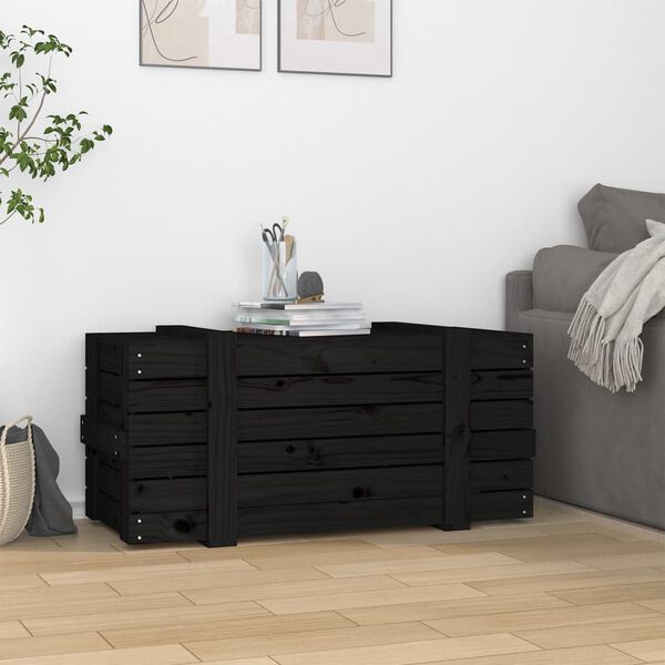 vidaXL Putekasse svart 91x40,5x42 cm heltre furu