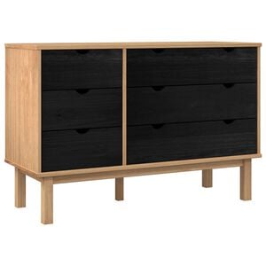 vidaXL Skuffeskap med skuff OTTA Svart 111 x 43 x 73,5 cm Heltre furu