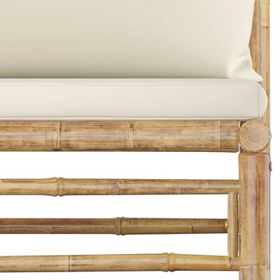vidaXL Utendørs midtsofa med kremhvite puter bambus