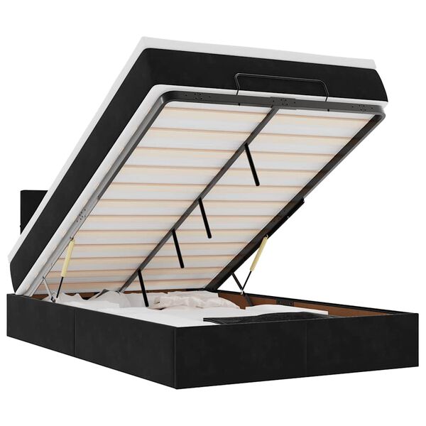 vidaXL Ottoman sengeramme med madrass svart 120x200cm fløyel