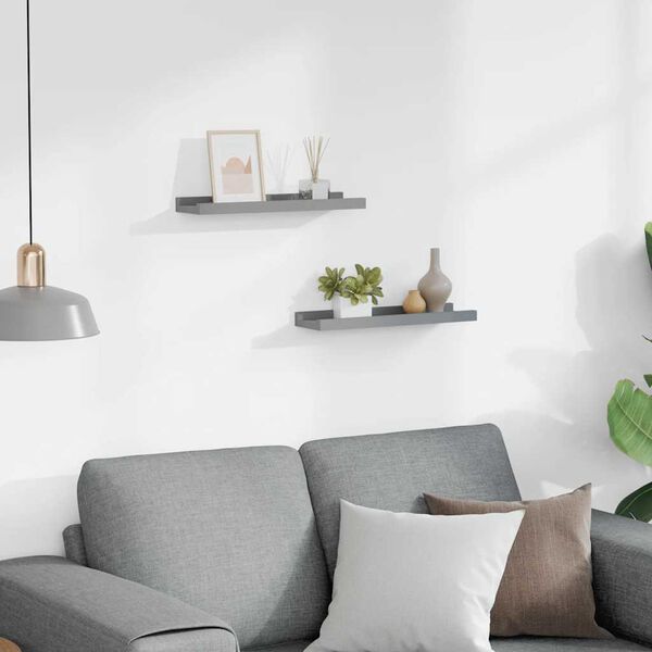 vidaXL Flytende vegghyller 2 stk gr&aring; 40x9x3 cm MDF