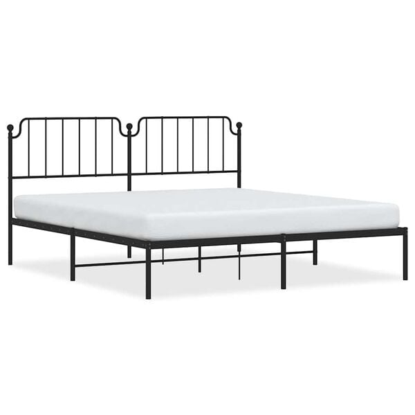 vidaXL Sengeramme i metall med sengegavl svart 183x213 cm