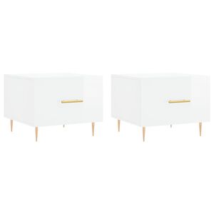 vidaXL Salongbord 2 stk h&oslash;yglans hvit 50x50x40 cm konstruert tre