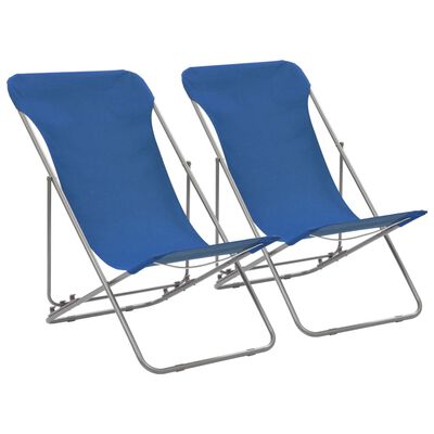 vidaXL Sammenleggbare strandstoler 2 stk stål og oxfordstoff blå
