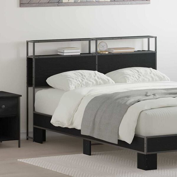 vidaXL Lagringshodegavl med hylle Svart eik 120 cm Konstruert tre