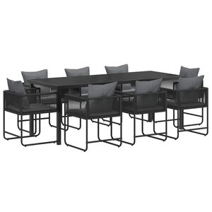 vidaXL Hage Spisegruppe 9 pcs Svart og Anthracite 200 x 80 x 73 cm