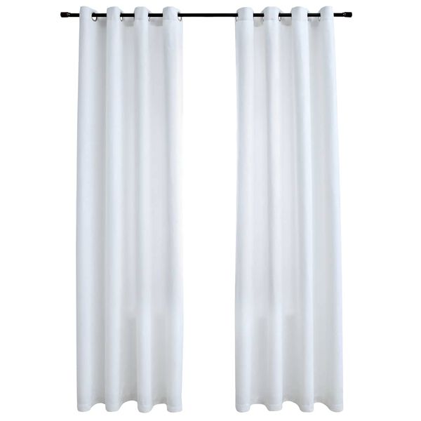vidaXL Lystette gardiner med metallringer 2 stk offwhite 140x225 cm