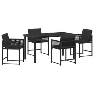 vidaXL Hage Spisegruppe 5 stk. Svart polyrotting