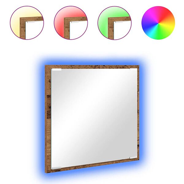 vidaXL LED Badevindu Gammelt tre 40 x 8,5 x 37 cm Konstruert tre