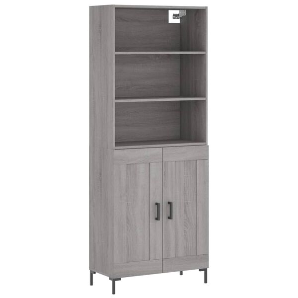 vidaXL Highboard grå sonoma 69,5x34x180 cm konstruert tre