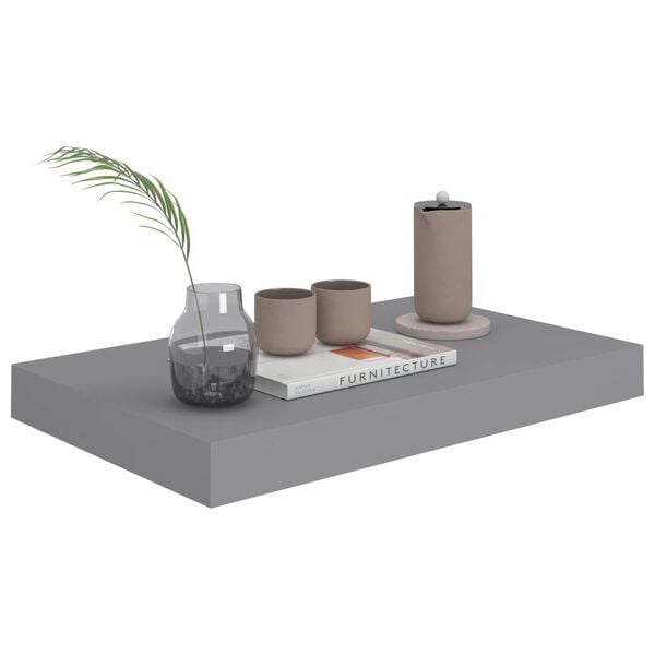 vidaXL Flytende vegghyller 2 stk gr&aring; 40x23x3,8 cm MDF