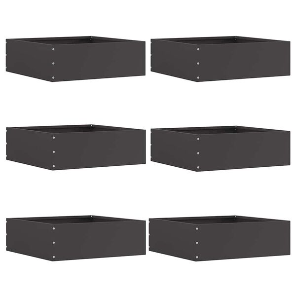 vidaXL Gjerdekant 6 pcs Svart 40 x 40 x 13 cm St&aring;l