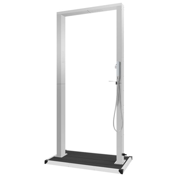 vidaXL Utendørs dusj med brett WPC rustfritt stål