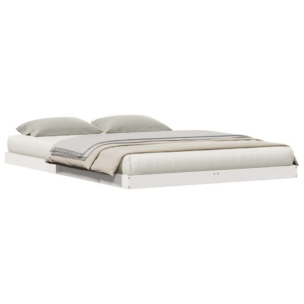 vidaXL Gulvbedramme Hvit 213.5 x 104 x 9 cm Massiv furu