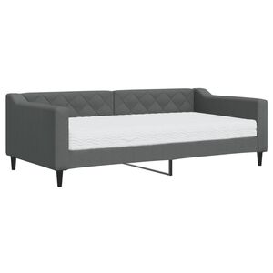 vidaXL Dagseng med madrass m&oslash;rkegr&aring; 90x190 cm stoff