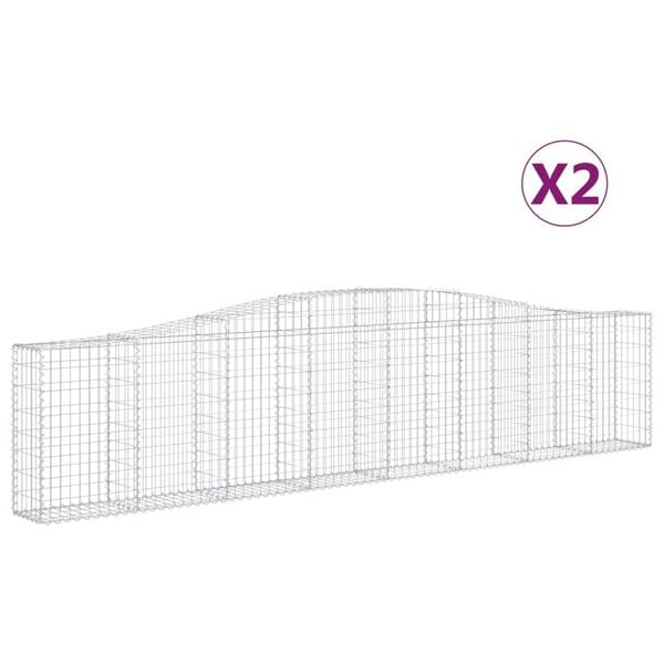 vidaXL Gabionkurver buede 2 stk 400x30x80/100 cm galvanisert jern