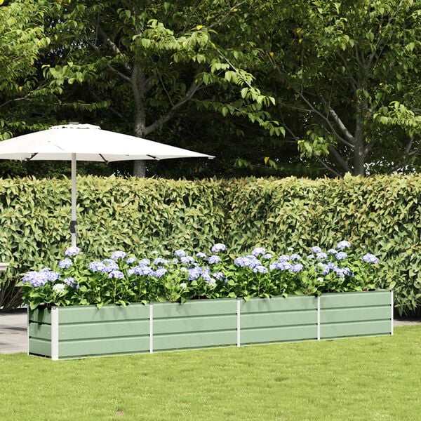 vidaXL Plantekassed Pastellgr&oslash;nn 480 x 50 x 45 cm Galvanisert St&aring;l