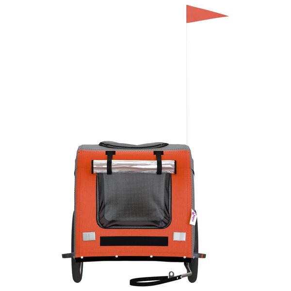 vidaXL Kjæledyrsykkelhenger oransje og grå oxfordstoff og jern