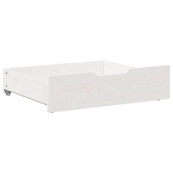 vidaXL Sengeskuffer med hjul 2 stk hvit 75x55x17 cm heltre furu