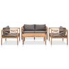 vidaXL Hagesofagruppe med puter 4 deler heltre teak