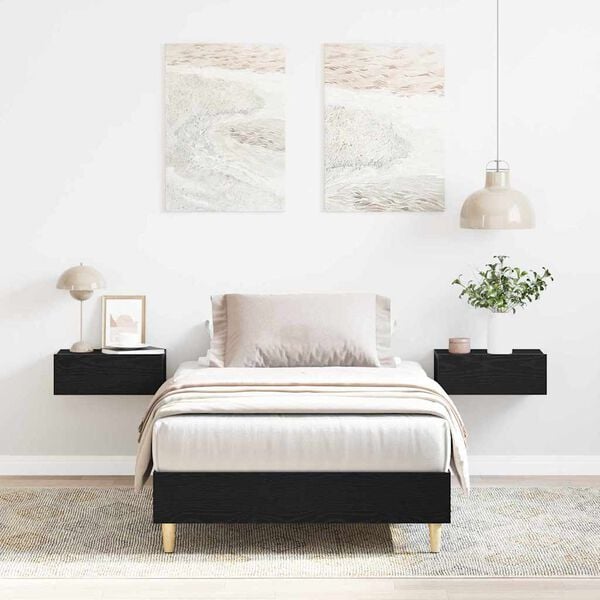 vidaXL Sengestamme Svart Eik 193 x 78 x 25 cm Konstruert tre