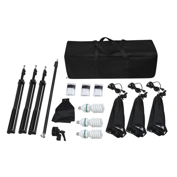 vidaXL Fotostudiosett med softbokslys og bakgrunn