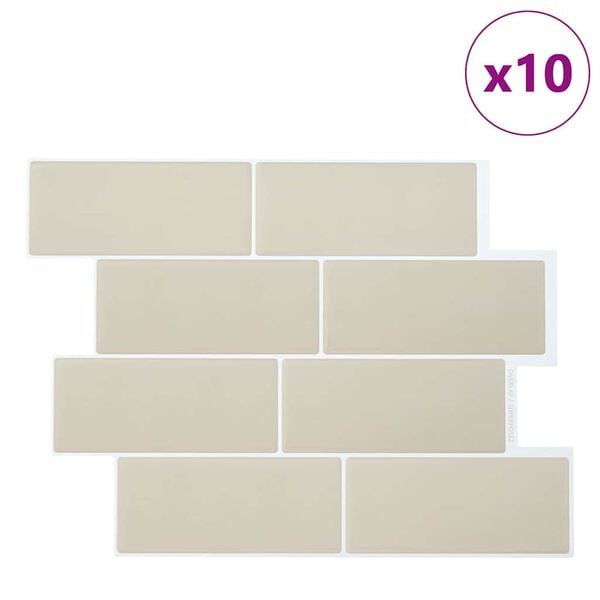 vidaXL Subway-flis 10 pcs Beige 29.4 x 21.4 cm Polyuretan og PET