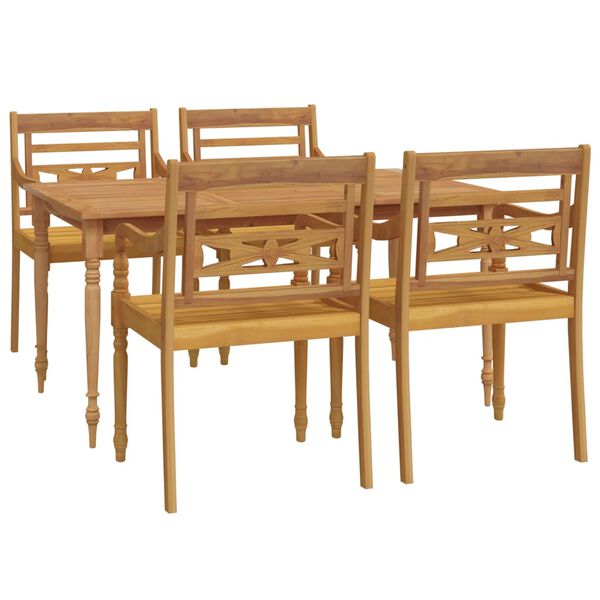 vidaXL Hagespisegruppe 5 deler heltre teak