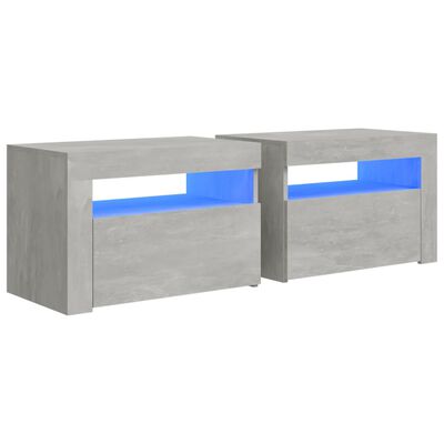 vidaXL Nattbord med LED 2 stk betonggrå 60x35x40 cm