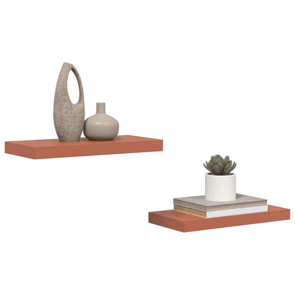 vidaXL Vegghylle Veggmontert 2 pcs R&oslash;d 50 x 23 x 4 cm Konstruert tre