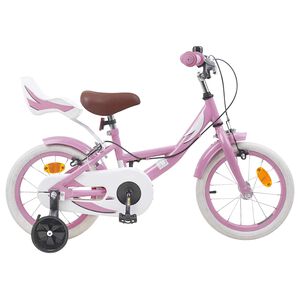 vidaXL Barnesykkel 12 Tommer for 2-4 &aring;r gammel Lys rosa