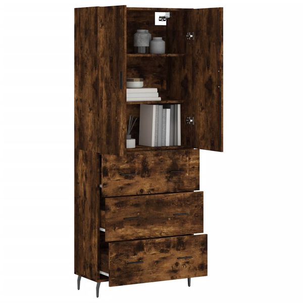 vidaXL Highboard r&oslash;kt eik 69,5x34x180 cm konstruert tre