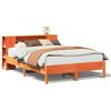 vidaXL Seng med bokhylle uten madrass voksbrun 135x190 cm heltre furu