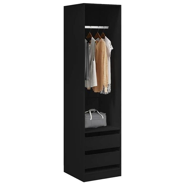 vidaXL Garderobe med skuffer svart 50x50x200 cm konstruert tre