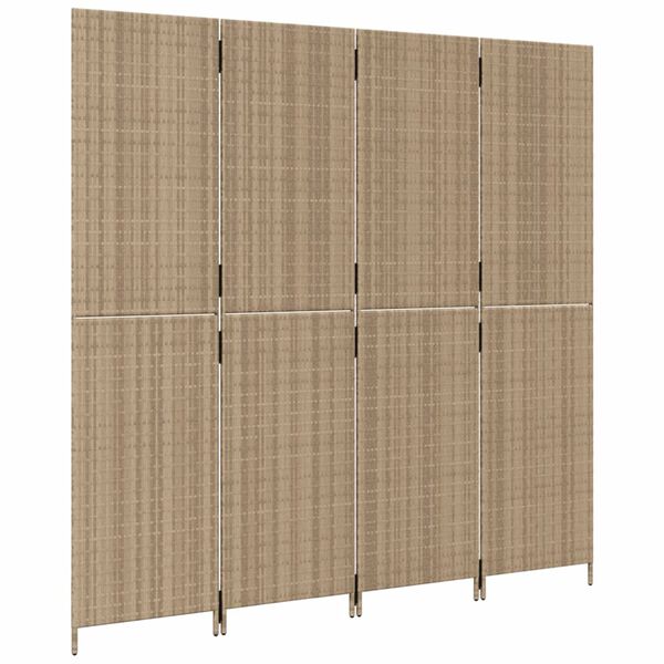 vidaXL Romdeler 4 paneler beige polyrotting