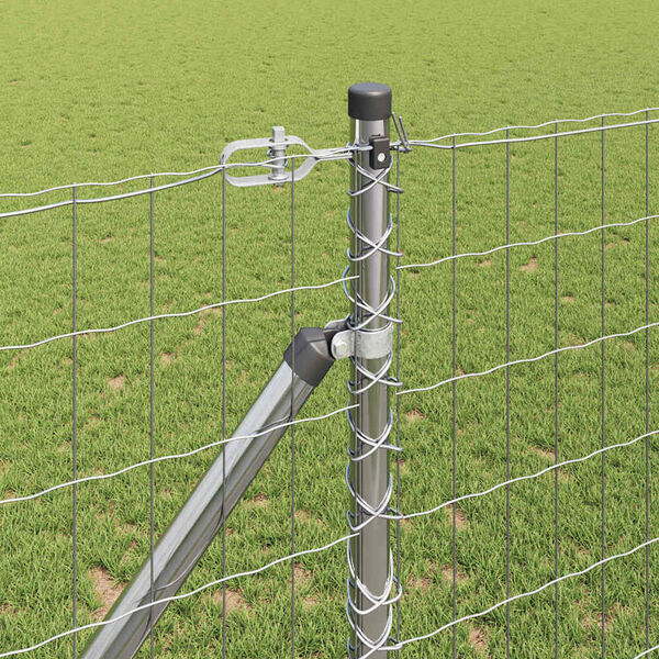 vidaXL Gjerde med stolpe s&oslash;lv 1,2 x 10 m St&aring;l