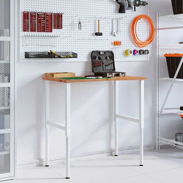 vidaXL Arbeidsbenk lysebrun 100x60x(71,5-98) cm heltre eik