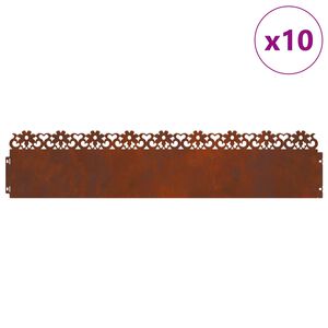 vidaXL Plenkanter 10 stk. 103 x 0,05 x 22 cm Cortenst&aring;l Rusten