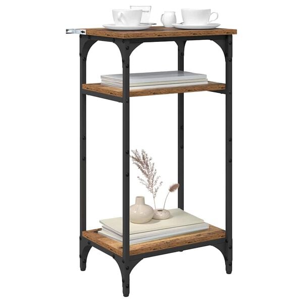 vidaXL Sidetabell med hylle Gamle tre 40 x 30 x 75 cm Konstruert tre