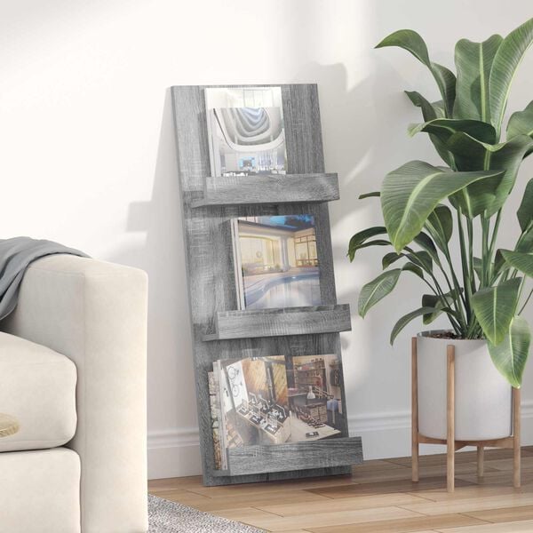 vidaXL Magasinreol Gr&aring; Sonoma 51 x 11 x 102 cm Konstruert tre