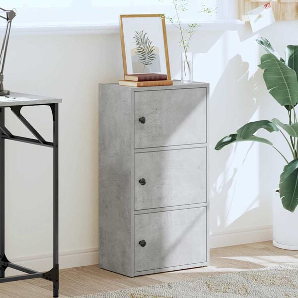 vidaXL Bokhylle betonggrå 40x24x77 cm konstruert tre