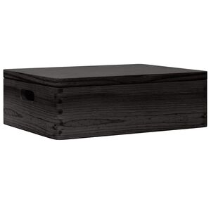 vidaXL Trekasse med lokk og h&aring;ndtak svart 40x30x13cm heltre furu