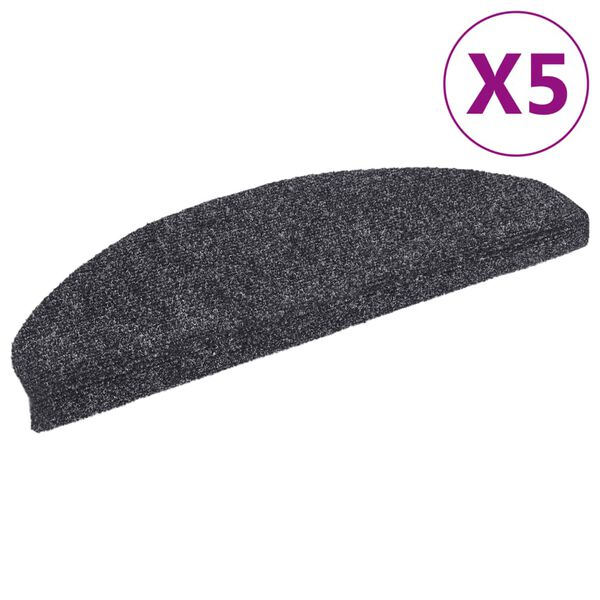 vidaXL Trappematter selvklebende 5 stk 65x21x4 cm mørkegrå halvrund store