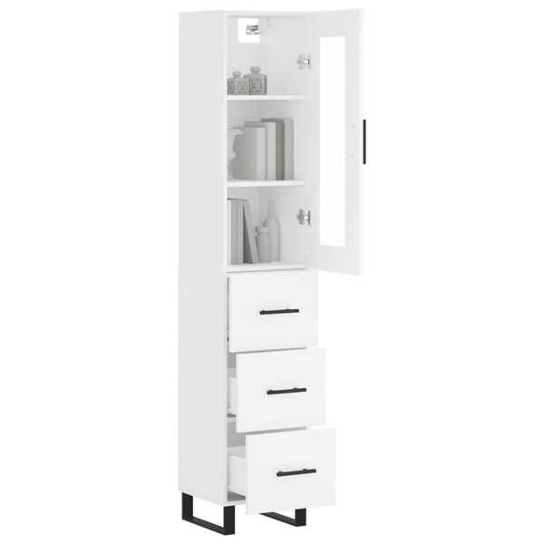 vidaXL Highboard hvit 34,5x34x180 cm konstruert tre