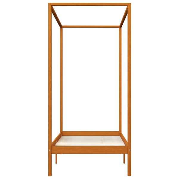 vidaXL Himmelsengeramme honningbrun heltre furu 90x200 cm