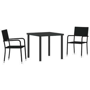 vidaXL Hage Spisegruppe med pute 3 pcs Svart polyrotting