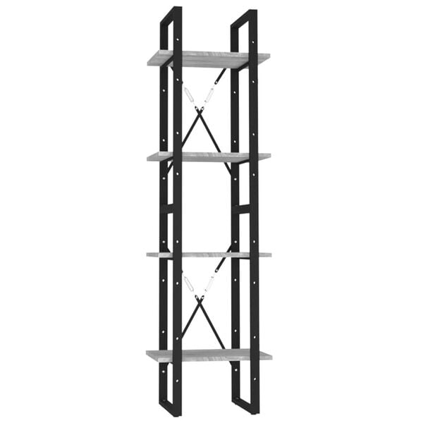 vidaXL Bokhylle 4 etasjer gr&aring; sonoma 40x30x140 cm konstruert tre